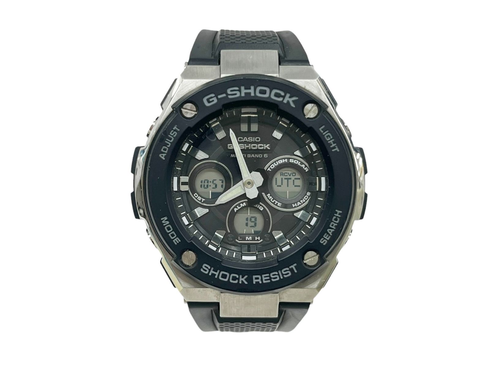 CASIO (カシオ) G-SHOCK Gショック G-STEEL タフソーラー デジアナ腕時計 ラバーバンド GST-W300 ブラック×シルバー メンズ/028
