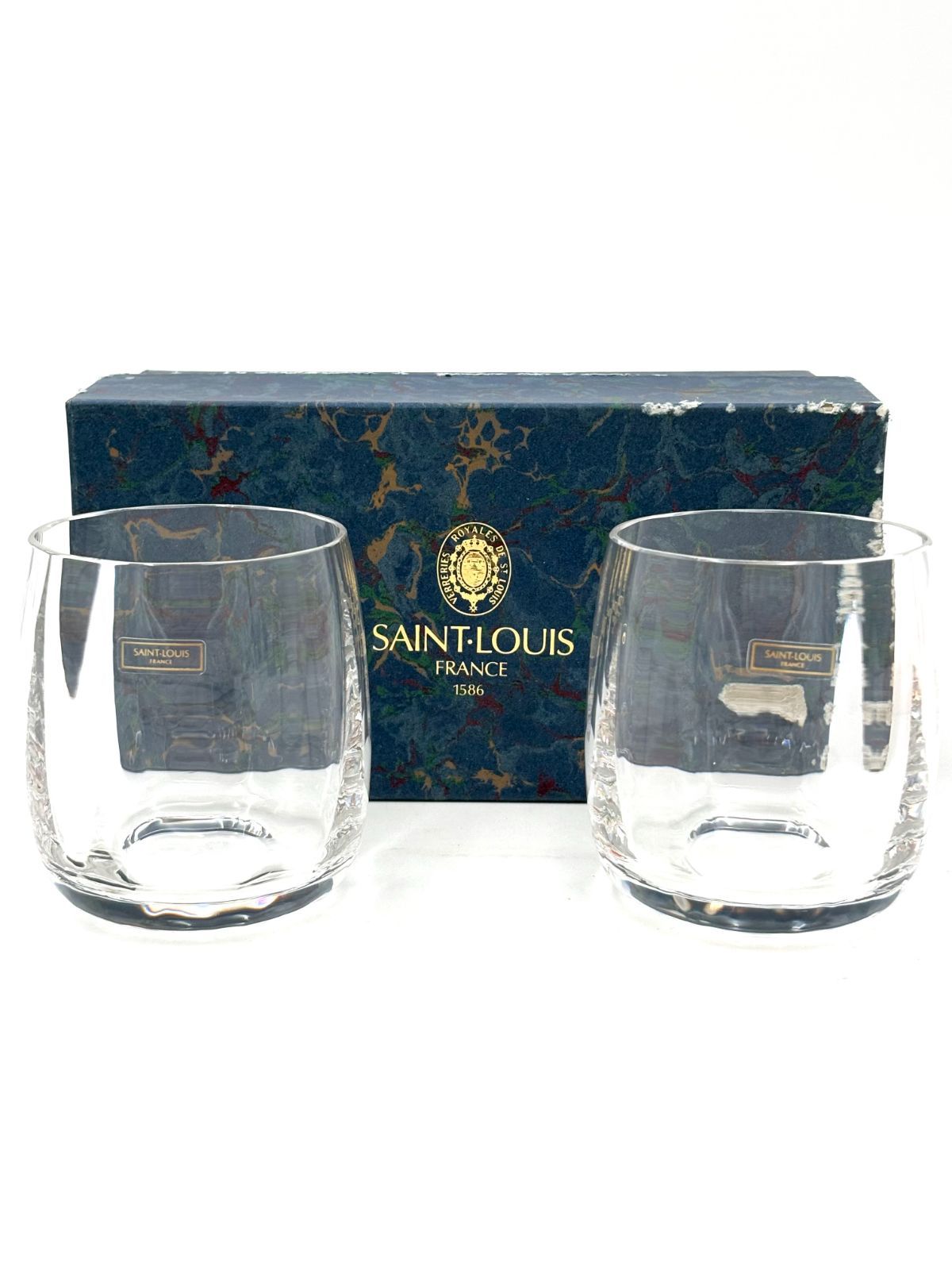 【未使用保管品】サンルイ　SAINTLOUIS　ペア　グラス　ロックグラス　２客セット　箱付き