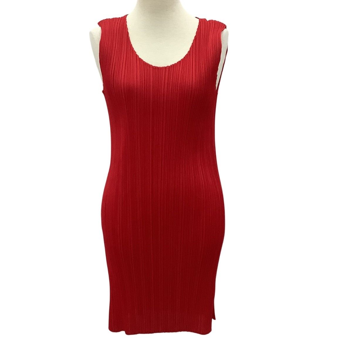 ISSEY MIYAKE イッセイミヤケ PLEATS PLEASE ノースリーブカットソー SIZE 3 PP63-JK202 レッド