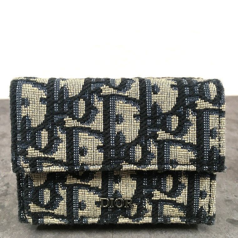 極美品 Christian Dior オブリーク 三つ折り財布 ネイビー 245 - メルカリ