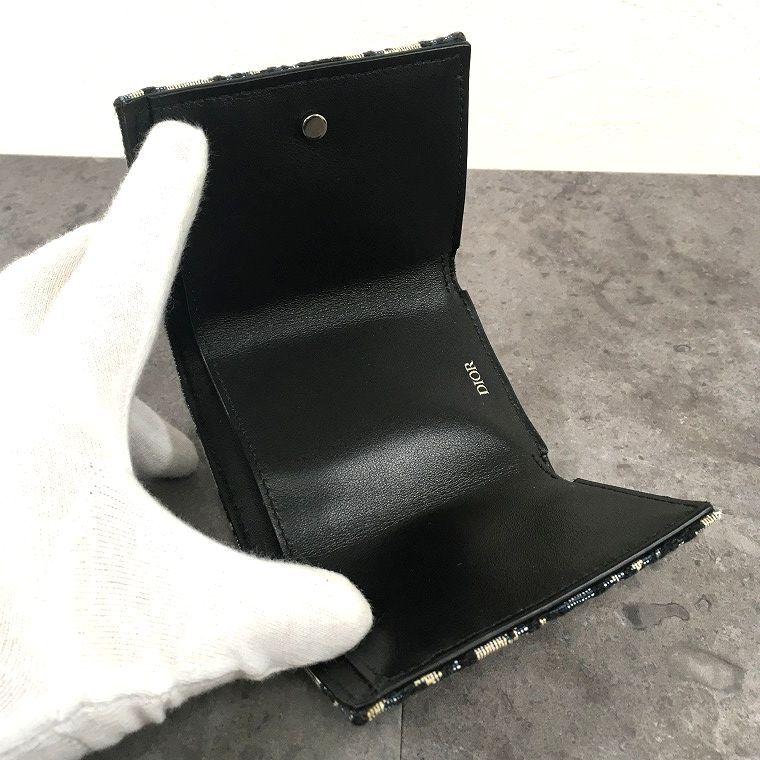 極美品 Christian Dior オブリーク 三つ折り財布 ネイビー 245 - メルカリ