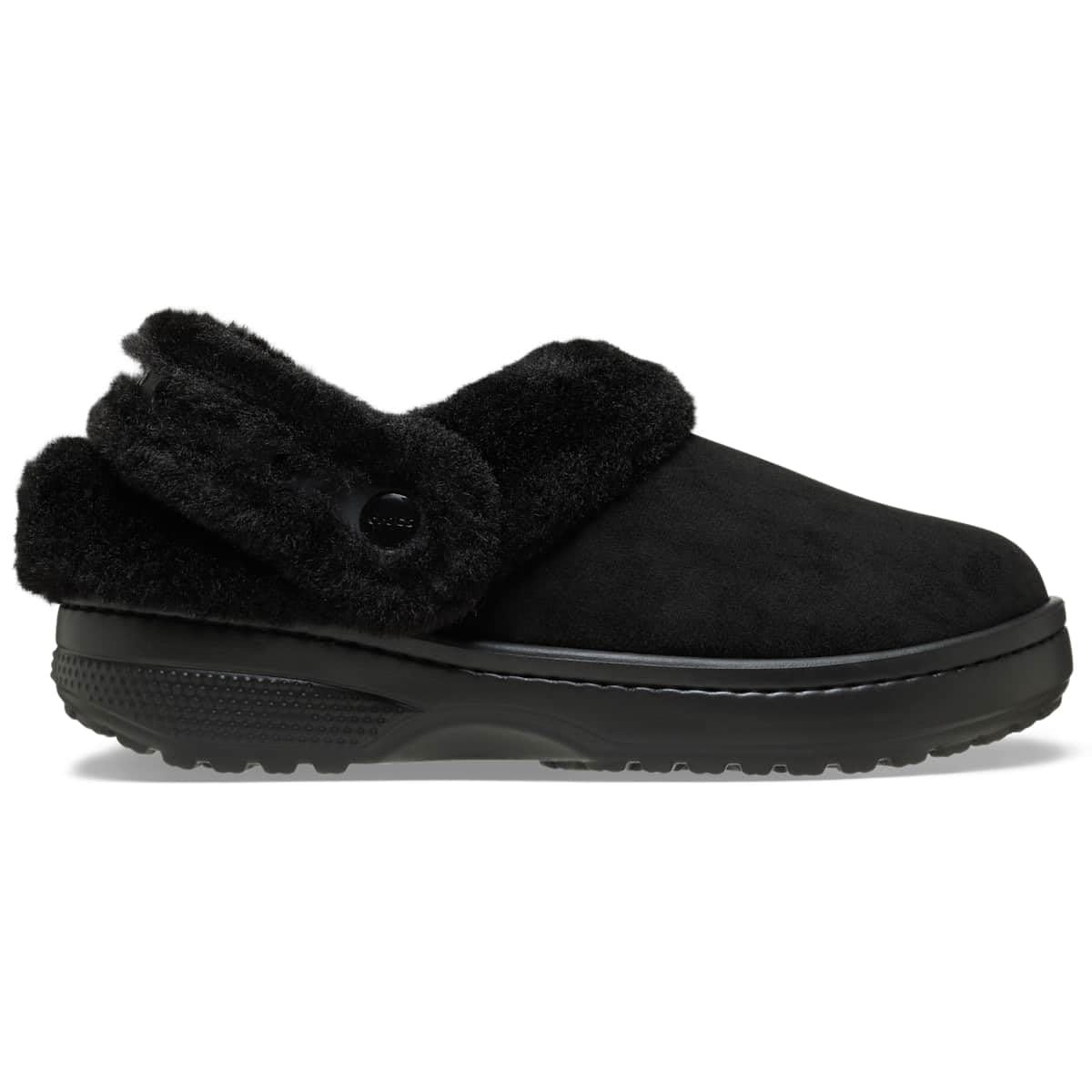Crocs (クロックス) 男女兼用 大人用 クラシック アンフレッテブル クロッグ ファジースリッパ, ブラックビーガンスエード, 7 Women/5 Men [ブラックビーガンスエード] [7 Women/5 Men]