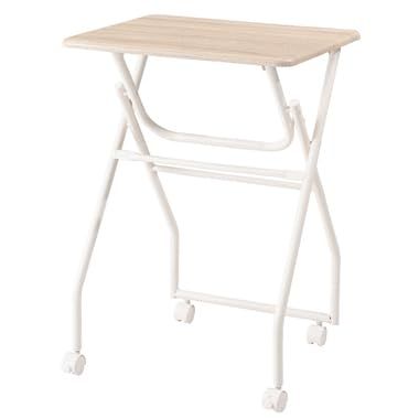 東谷 PT-300WH 折りたたみ式テーブル ハイテーブル キャスター付き 移動 転がる おしゃれ 高さ70cm キッチン 作業デスク シンプル (ホワイト)