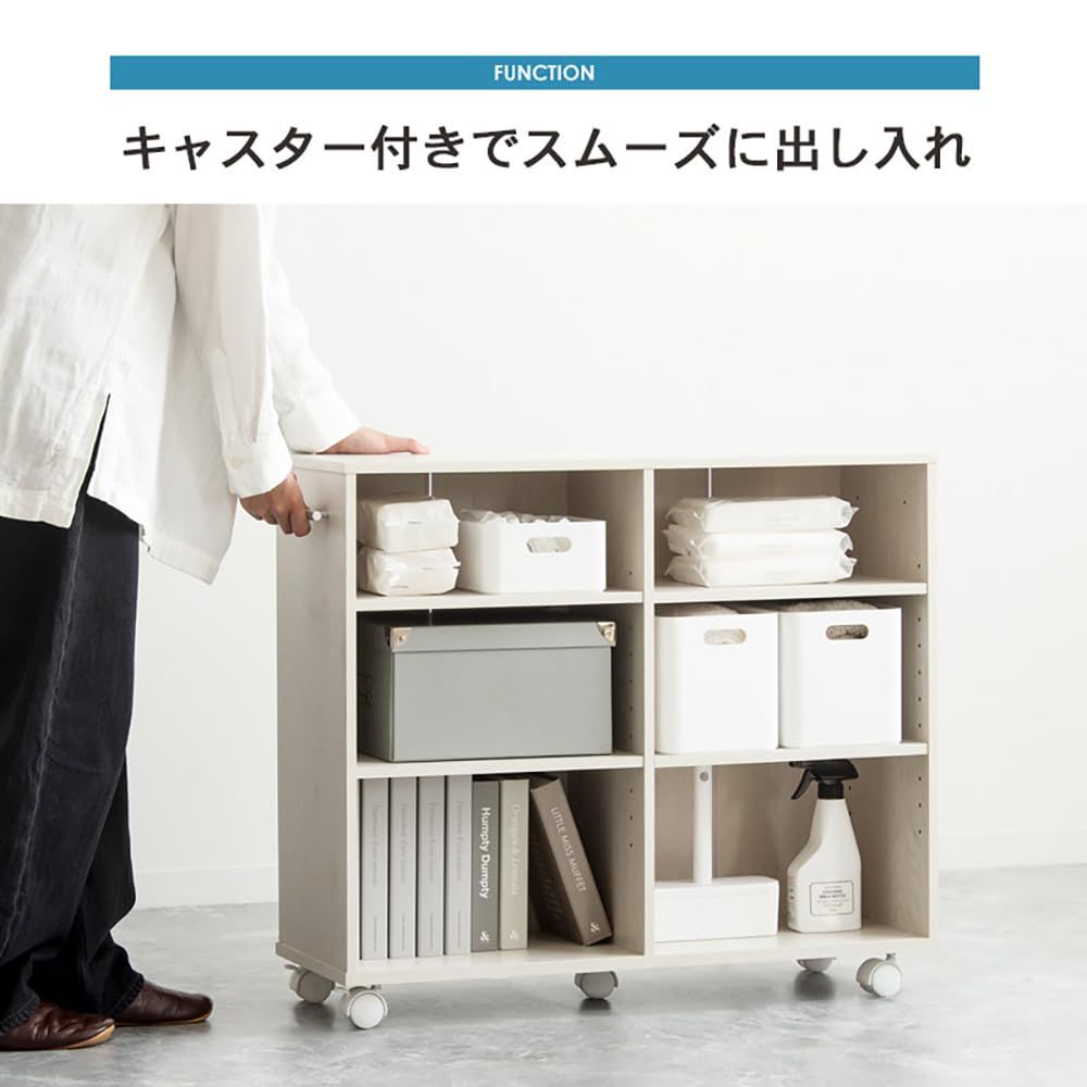岩附 キャスター付き 押入れ収納ラック Sサイズ／幅18.8cm Lサイズ／幅38.0cm 【S＋Lセット】 奥行75.2cm 高さ65cm ライトナチュラル IW-29／32LN