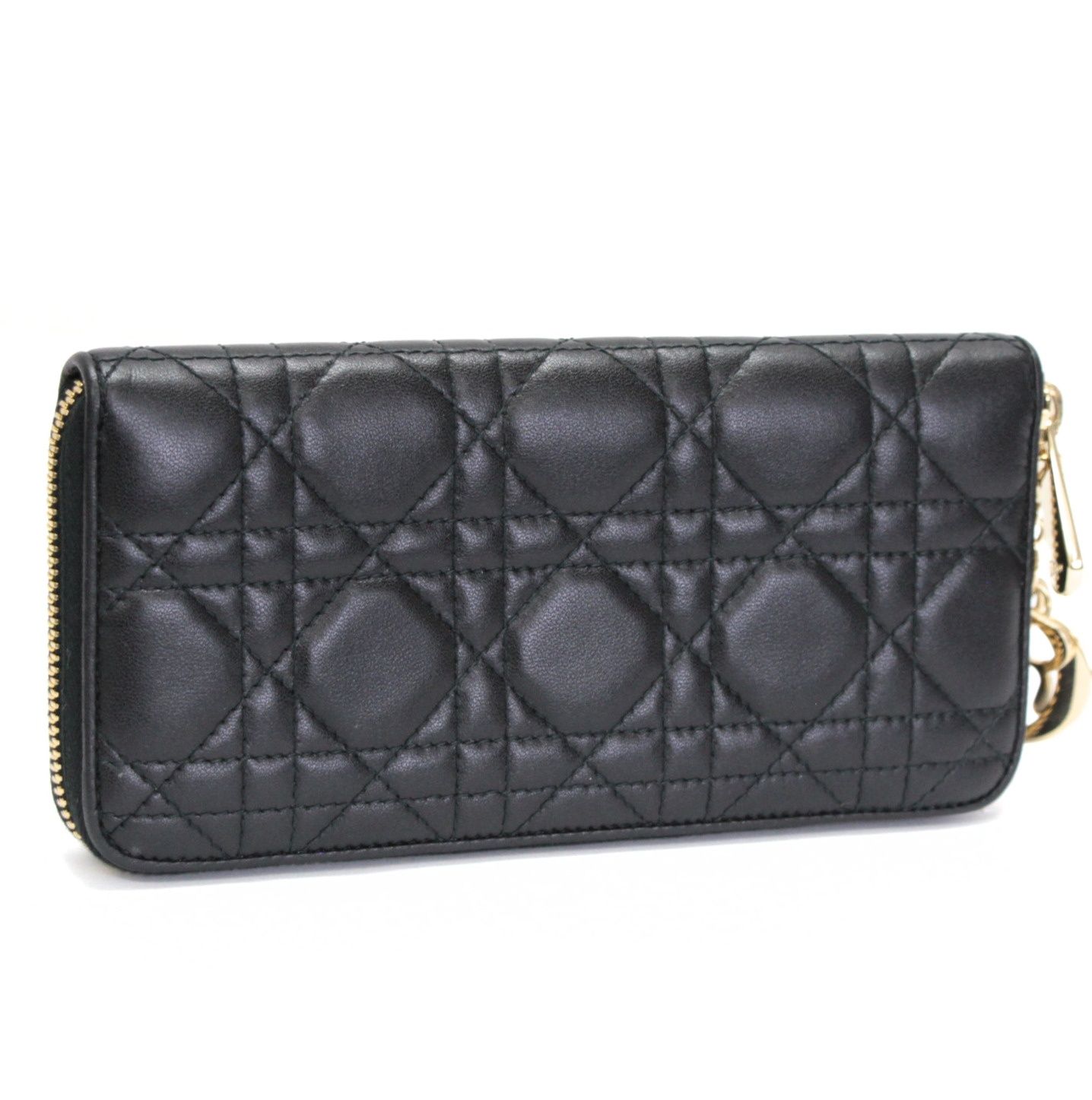 クリスチャンディオール Christian Dior Voyage レディディオール ヴォヤージュ 長財布 カナージュ ラムスキン 黒 G金具 【75057】 クリスチャンディオール Christian Dior Voyage レディディオール ヴォヤージュ 長財布 カナージュ ラムスキン 黒 G金具 【75057】