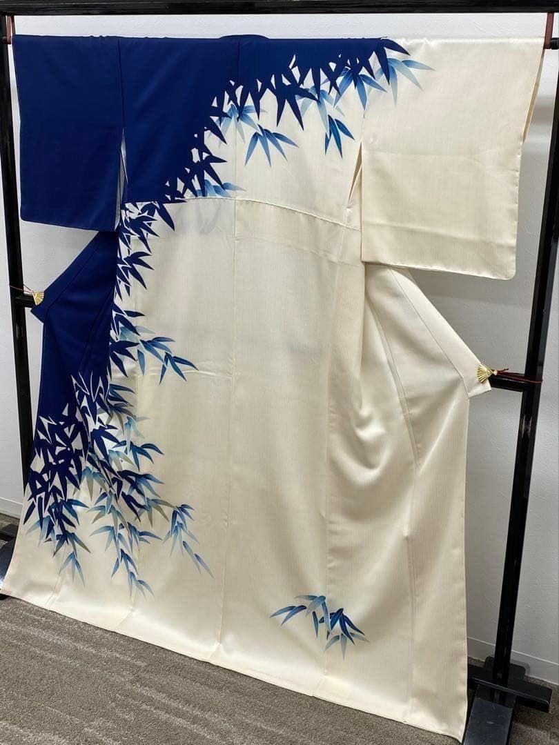 付け下げ 訪問着 型友禅 金彩 紋意匠 笹文様 正絹 躾糸付き KH139