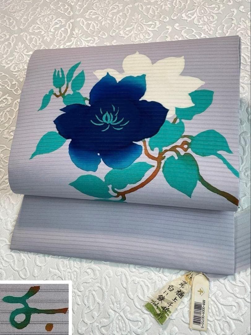 樋上千哲 落款入 絽 夏物 九寸名古屋帯 染帯 千切屋扱い 正絹 SN003