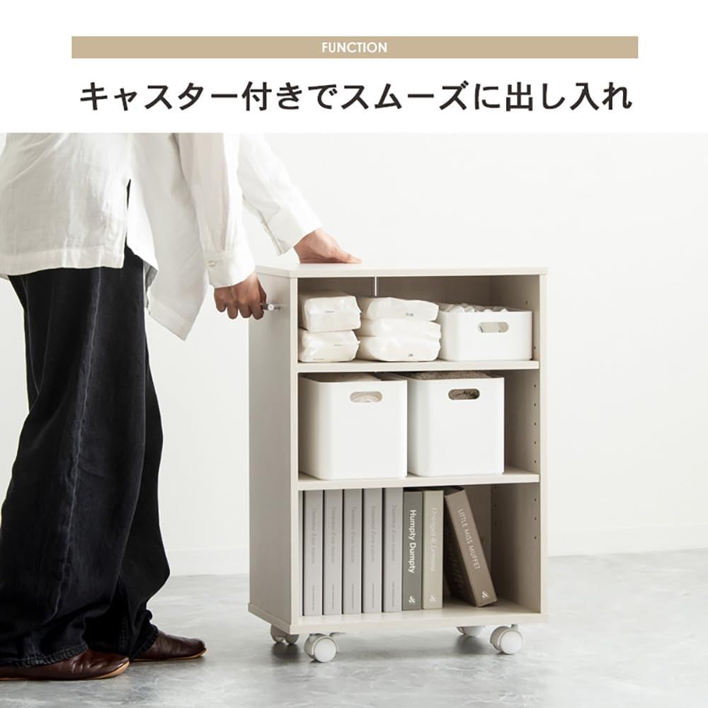 岩附 キャスター付き 押入れ収納ラック Sサイズ/幅18.8cm Lサイズ/幅38.0cm 【S+Lセット】 奥行45.2cm 高さ65cm ライトナチュラル IW-24/28LN 岩附 キャスター付き 押入れ収納ラック Sサイズ/幅18.8cm Lサイズ/幅38.0cm 【S+Lセット】 奥行45.2cm 高さ65cm ライトナチュラル IW-24/28LN