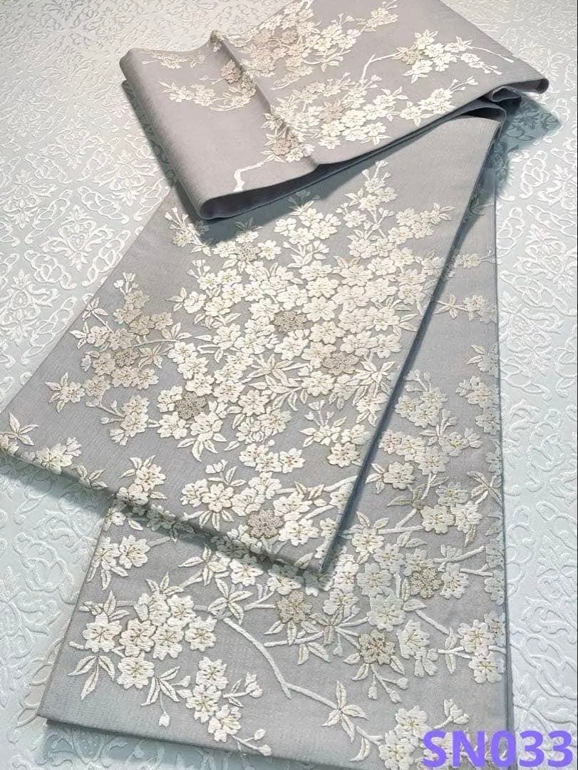 蘇州刺繍 相良刺繍 袋帯 軽い透け感 桜尽くし 金糸 正絹 三通 SN033