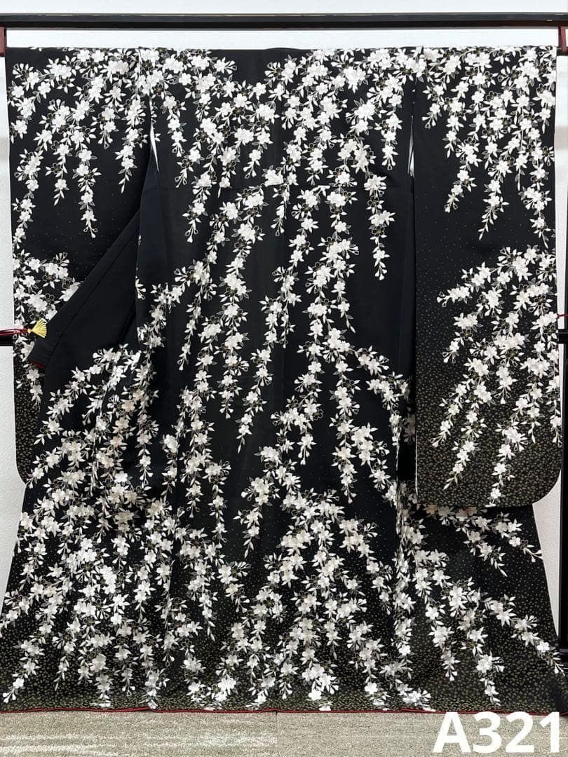 蘇州刺繍 振袖 桜尽くし 正絹 黒地 A321