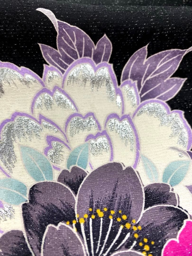仮絵羽 振袖 刺繍 銀彩 銀通し 未仕立て品 正絹 八掛付