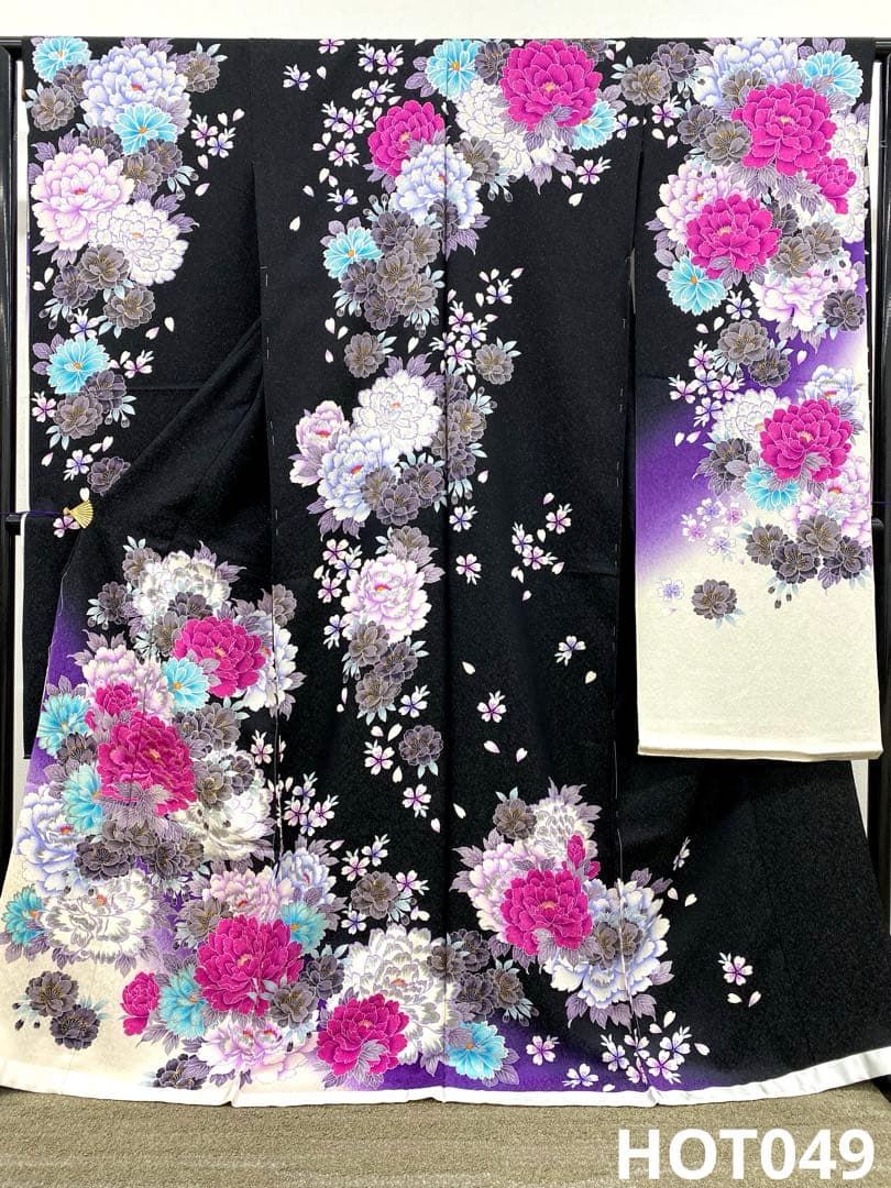 仮絵羽 振袖 刺繍 銀彩 銀通し 未仕立て品 正絹 八掛付 HOT049