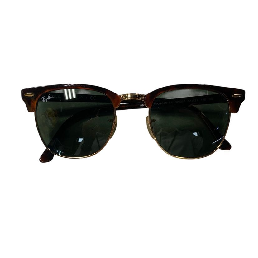 ♪4478 RayBan レイバン クラブマスター サングラス　グリーン黒 中古 51▢21 フレームカラー: べっ甲柄（Tortoise）/ ゴールド -レンズカラー: グリーン