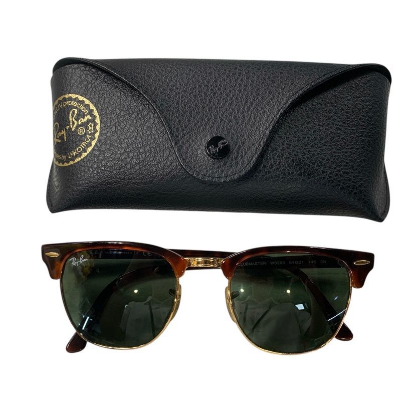 ♪4478 RayBan レイバン クラブマスター サングラス　グリーン黒 中古 51▢21 フレームカラー: べっ甲柄（Tortoise）/ ゴールド -レンズカラー: グリーン