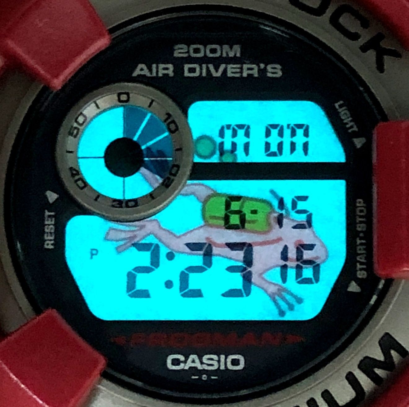 G-SHOCK ジーショック DW-8201GF-4 FROGMAN フロッグマン メタリックレッド パール塗装 赤蛙 潜水蛙EL 2001年3月発売 G-SHOCK ジーショック DW-8201GF-4 FROGMAN フロッグマン メタリック