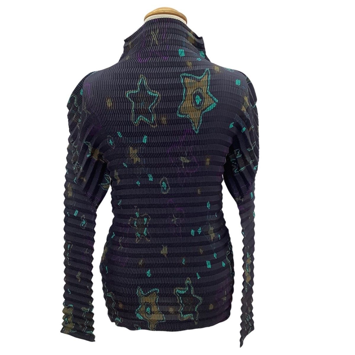 ISSEY MIYAKE イッセイミヤケ 段々 立体 プリーツ 変形 カットソー 星柄 SIZE 3 IM04FJ938 ネイビー