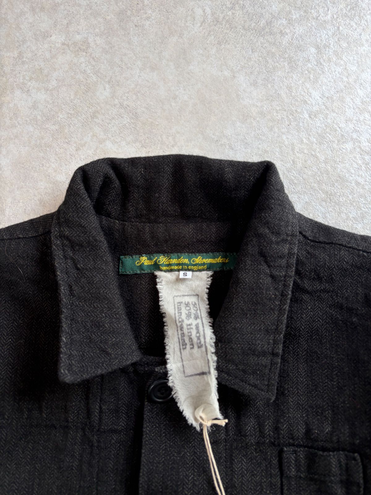 Paul Harnden Shoemakers ポールハーデン Gardener Suit ジャケット ブラック ヘリンボーン ウールリネン S イギリス製 未使用タグ付き
