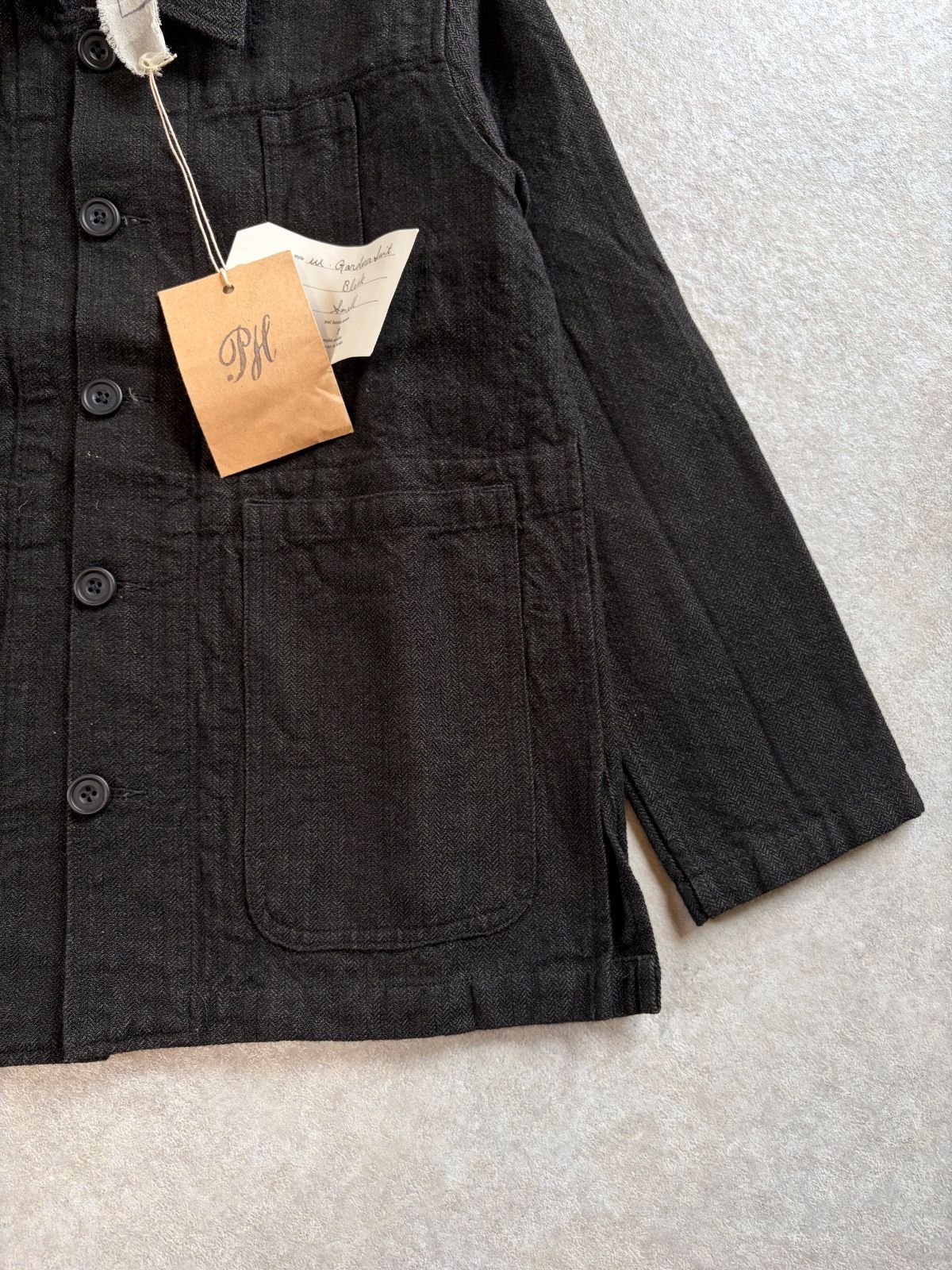 Paul Harnden Shoemakers ポールハーデン Gardener Suit ジャケット ブラック ヘリンボーン ウールリネン S イギリス製 未使用タグ付き