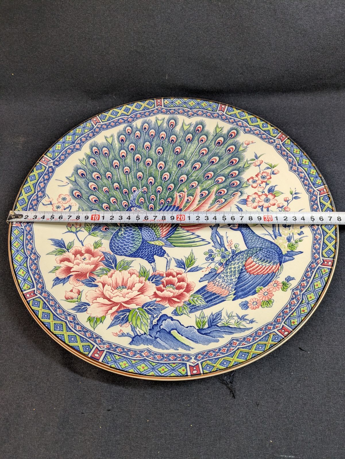新品】和食器 大皿 飾り皿 孔雀 花鳥 豪華 染付 38㎝ E903 - メルカリ