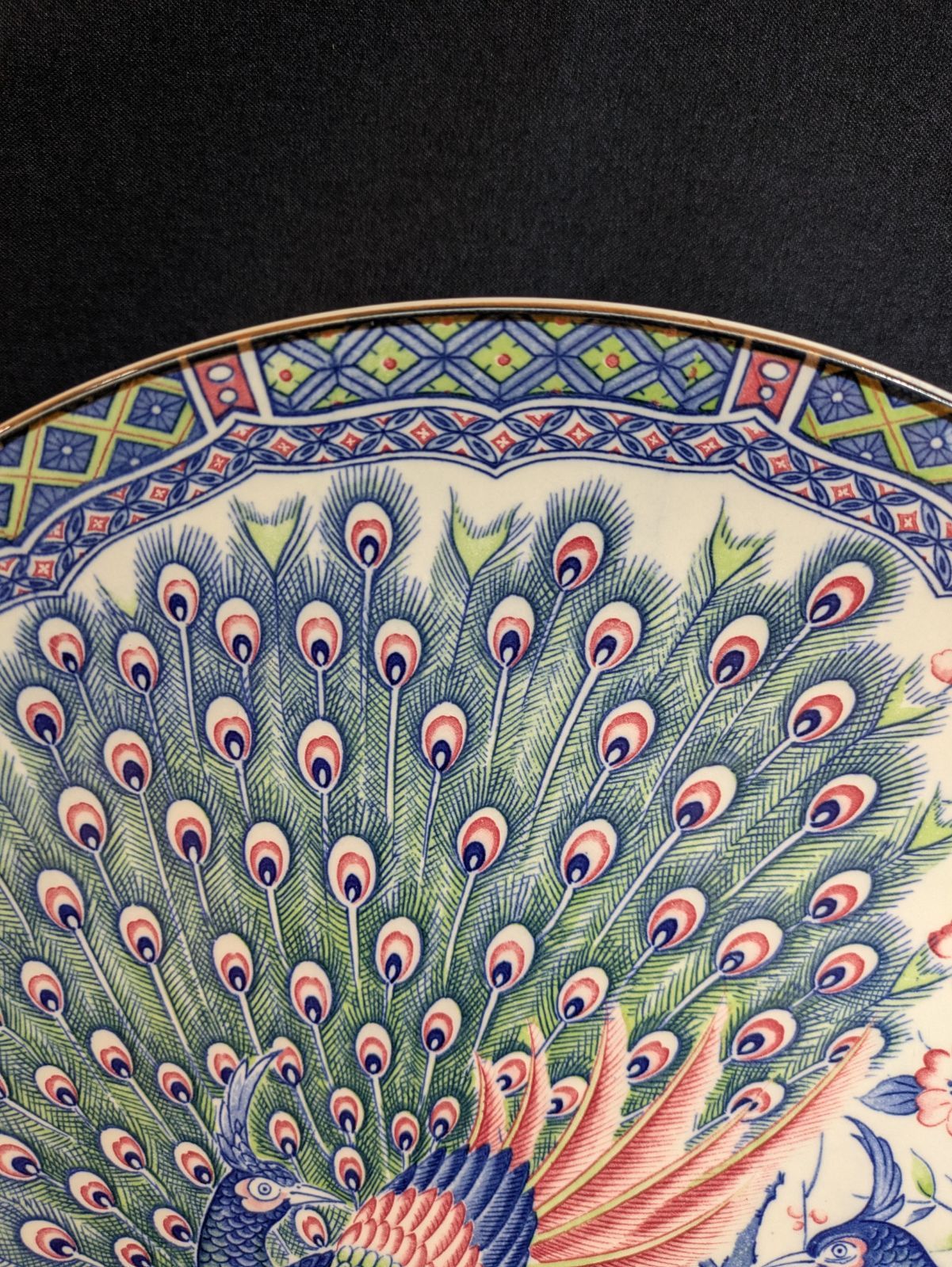 新品】和食器 大皿 飾り皿 孔雀 花鳥 豪華 染付 38㎝ E903 - メルカリ