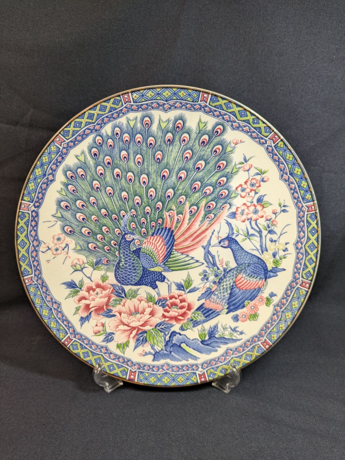 新品】和食器 大皿 飾り皿 孔雀 花鳥 豪華 染付 38㎝ E903 - メルカリ