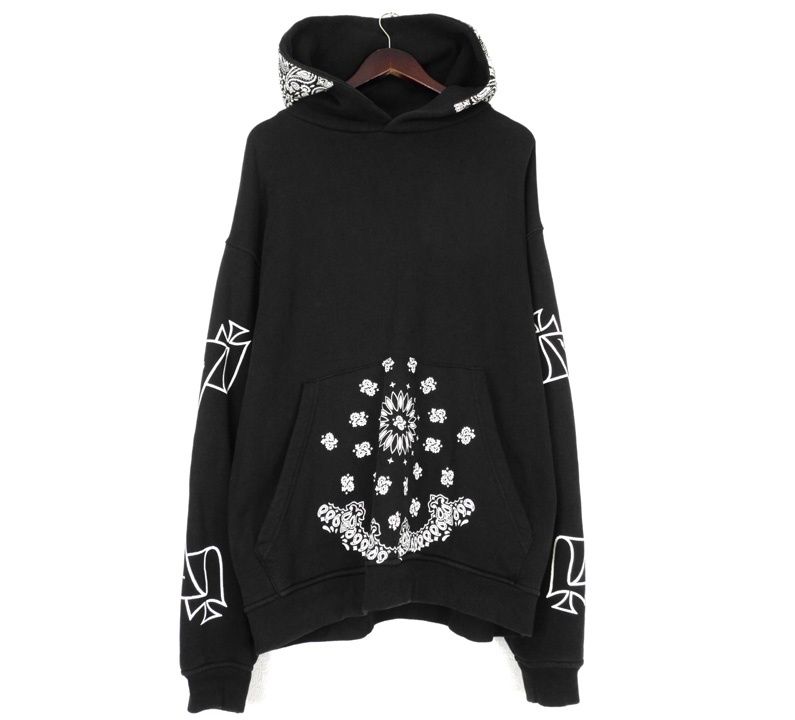 アスクユアセルフ askyurself × フォルスパーセプション FALSE PERCEPTION 【 BANDANA HOODIE 】 バンダナ 袖 ロゴ プリント フーディ パーカー w27313