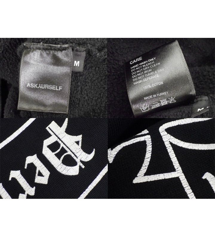 アスクユアセルフ askyurself × フォルスパーセプション FALSE PERCEPTION 【 BANDANA HOODIE 】 バンダナ 袖 ロゴ プリント フーディ パーカー w27313