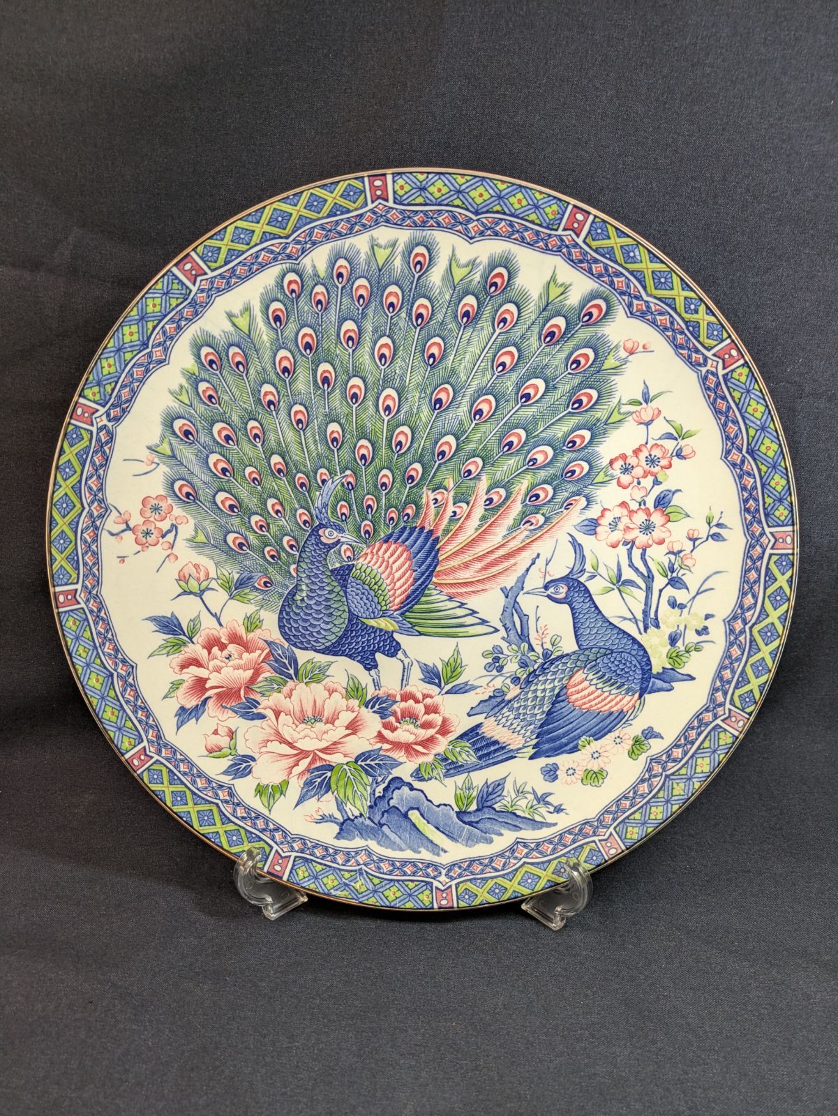 新品】和食器 大皿 飾り皿 孔雀 花鳥 豪華 染付 38㎝ ☆E904 - メルカリ