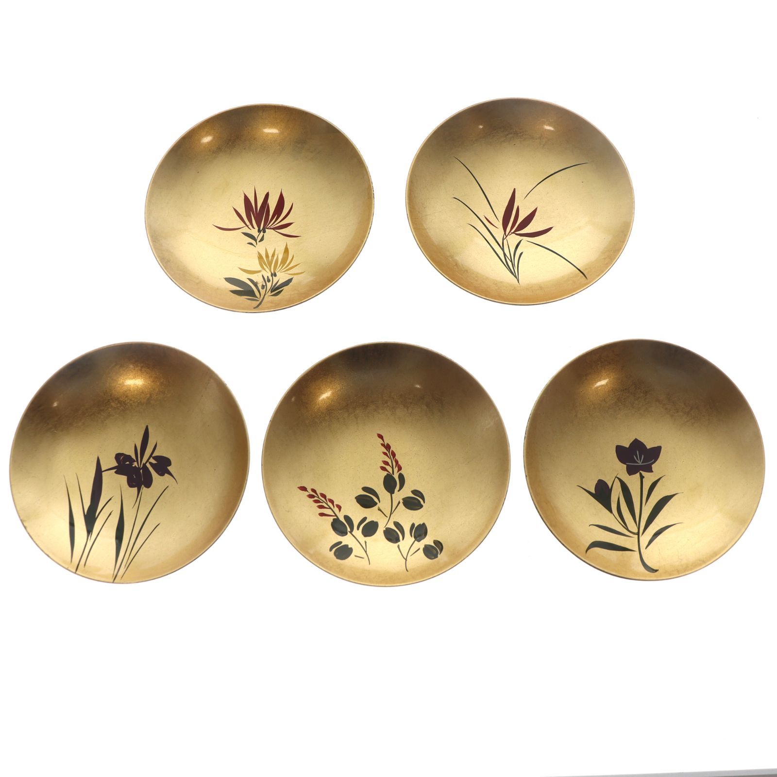未使用保管品】漆器 吸物椀 蓋付椀 5客揃 共箱付 蒔絵 金彩 茶懐石 和