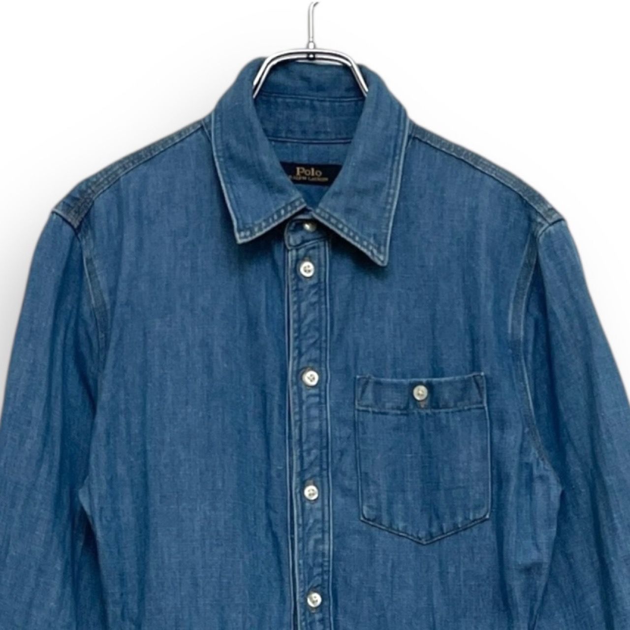 Polo Ralph Lauren ポロ ラルフローレン デニム シャツ フレア ロング ワンピース ベルト付き Size2 Polo Ralph Lauren ポロ ラルフローレン デニム シャツ フレア ロング ワンピース ベルト付き Size2