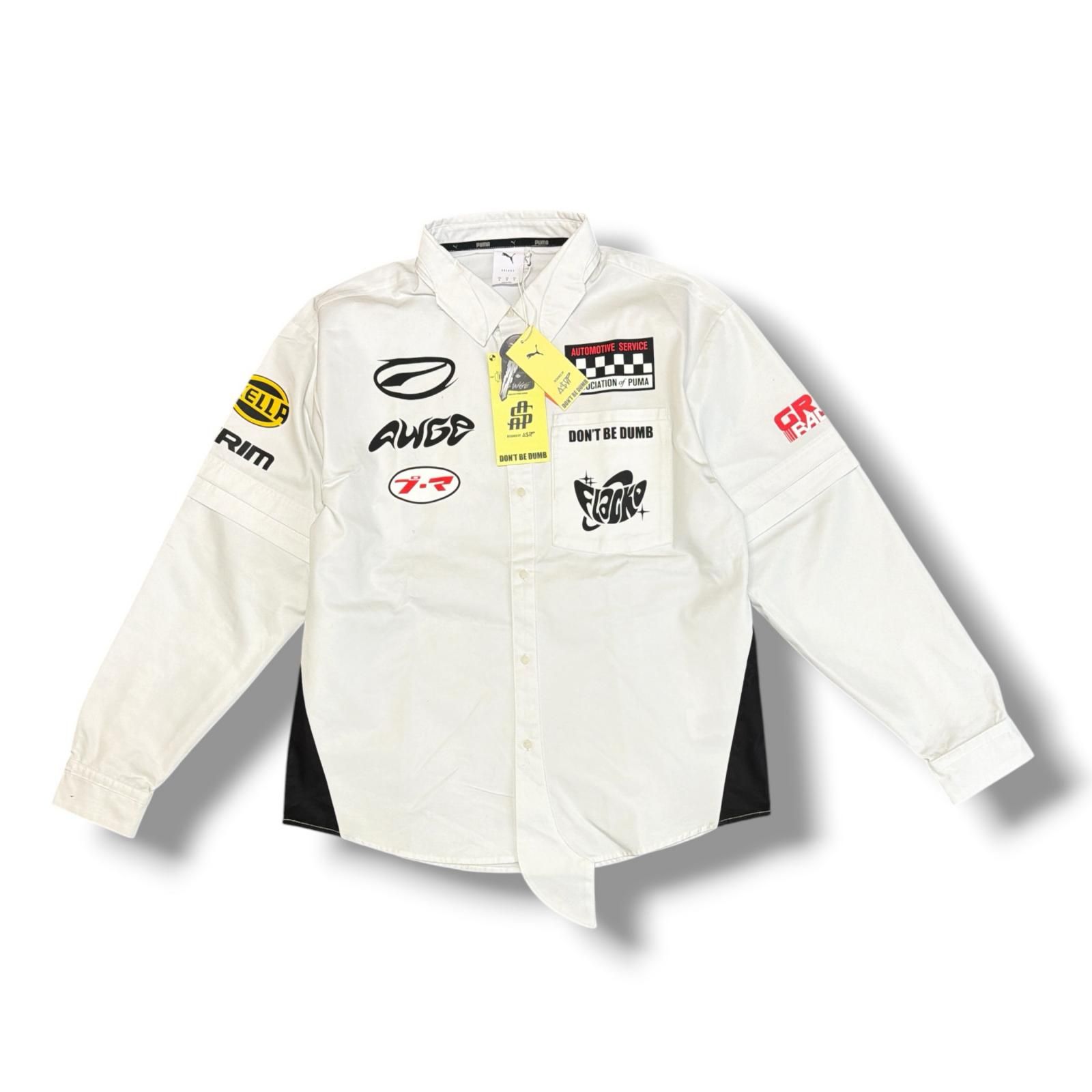 A$AP ROCKY Layered Pit Crew Button Down レーヤードピット 長袖シャツ エイサップロッキー 633394-02 ホワイト M （12782M）