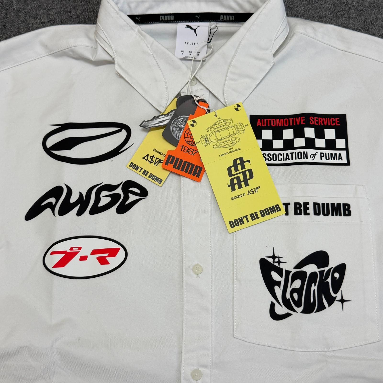 A$AP ROCKY Layered Pit Crew Button Down レーヤードピット 長袖シャツ エイサップロッキー 633394-02 ホワイト M （12782M）