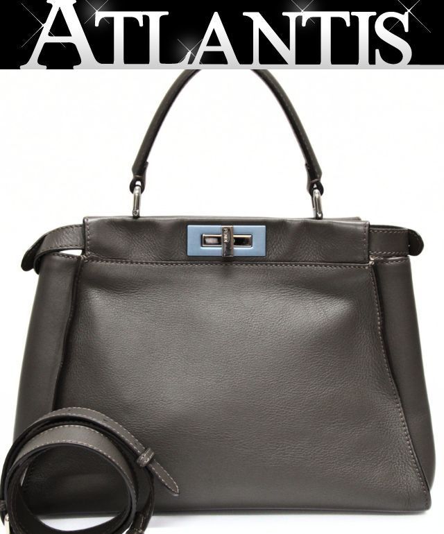 FENDI フェンディ ピーカブー 2WAYバッグ ミディアム レザー グレー 【75050】