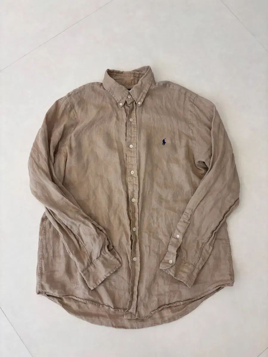 百貨店購入/正規品 ポロ 夏用 リネン シャツ クラシックフィット L(105 110)
