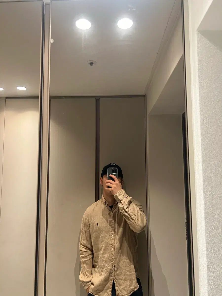 百貨店購入/正規品 ポロ 夏用 リネン シャツ クラシックフィット L(105 110)