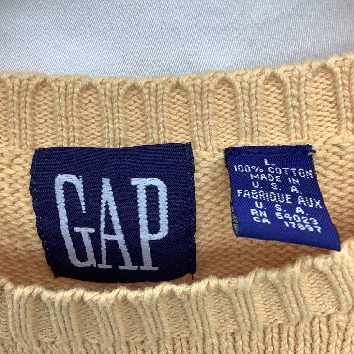 GAP ギャップ メンズ made in USA コットンニット SIZE L ベージュ