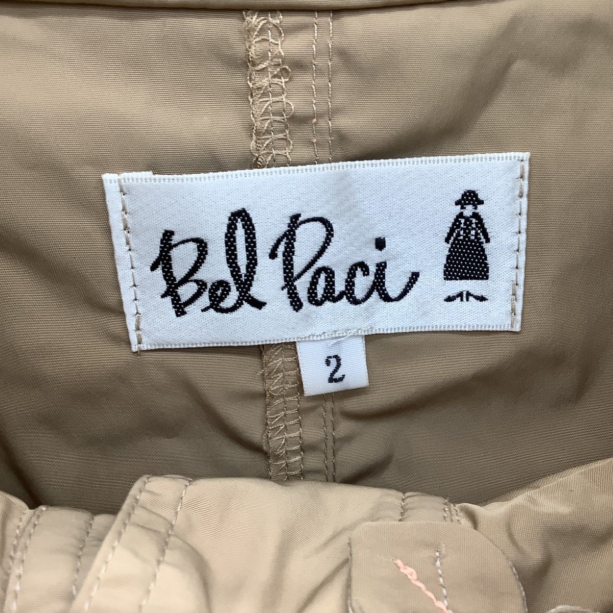 Bel Paci ベルパーチ レディース ナイロンコート SIZE 2 花モチーフ ベージュ Bel Paci ベルパーチ レディース ナイロンコート SIZE 2 花モチーフ ベージュ