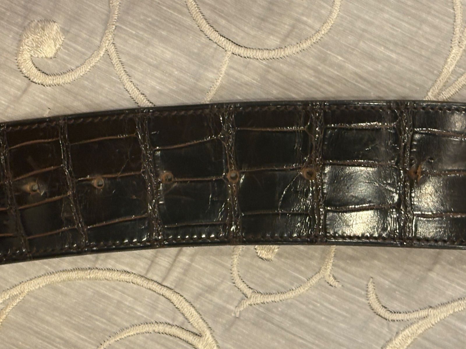 【極希少/ヴィンテージ】HERMES エルメス Hベルト クロコダイル 85 ◯F刻印 ゴールド金具 メンズ