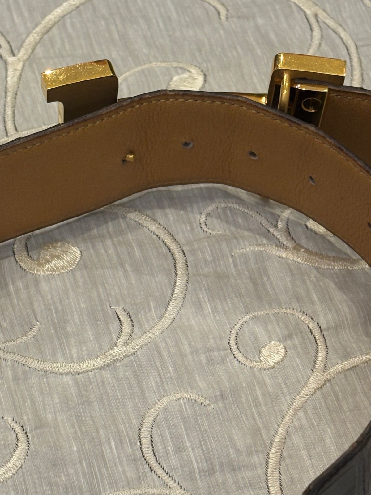 【極希少/ヴィンテージ】HERMES エルメス Hベルト クロコダイル 85 ◯F刻印 ゴールド金具 メンズ