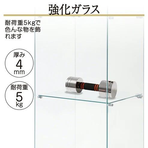 #1997 両扉 強化 ガラス ケース 2段 ホワイト カギ付き 豆脚付き 転倒防止器具付き フィギュア プラモデル プラモ ※一部地域離島別途配送料有