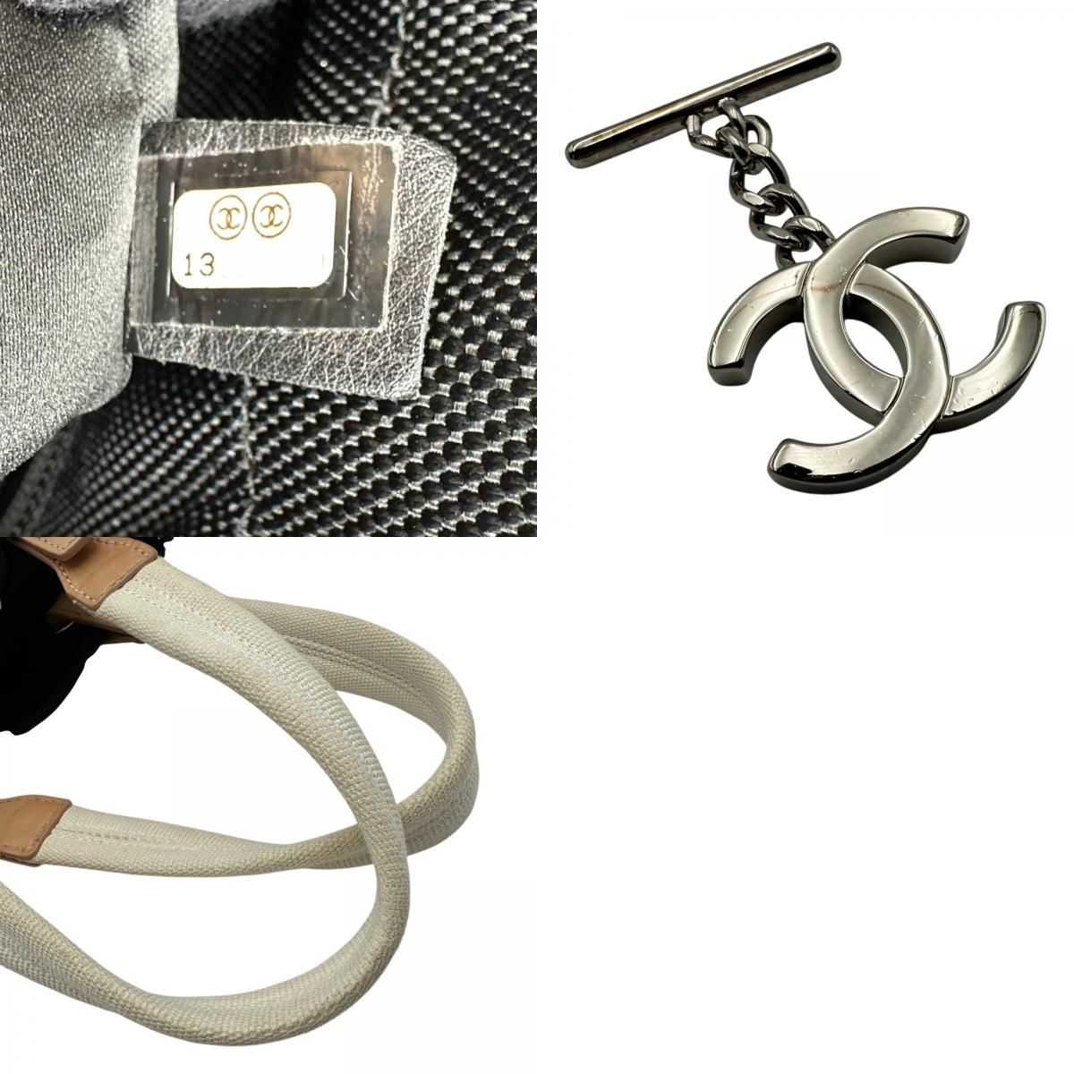 シャネル CHANEL パリビアリッツトートPM A34208 13番台 ホワイト/ブラック キャンバス/レザー レディース トートバッグ シャネル CHANEL パリビアリッツトートPM A34208 13番台 ホワイト/ブラック キャンバス/レザー レディース トートバッグ