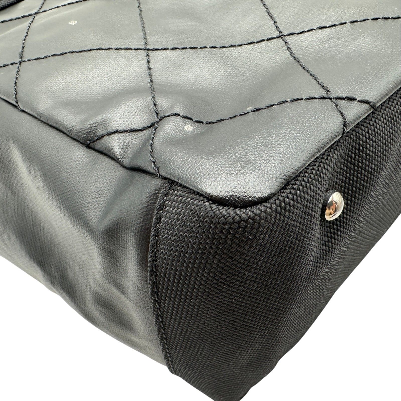 シャネル CHANEL パリビアリッツトートMM A34209 11番台 ブラック シルバー金具 コーティングキャンバス レディース トートバッグ