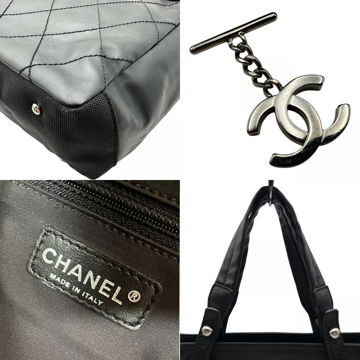 シャネル CHANEL パリビアリッツトートMM A34209 11番台 ブラック シルバー金具 コーティングキャンバス レディース トートバッグ