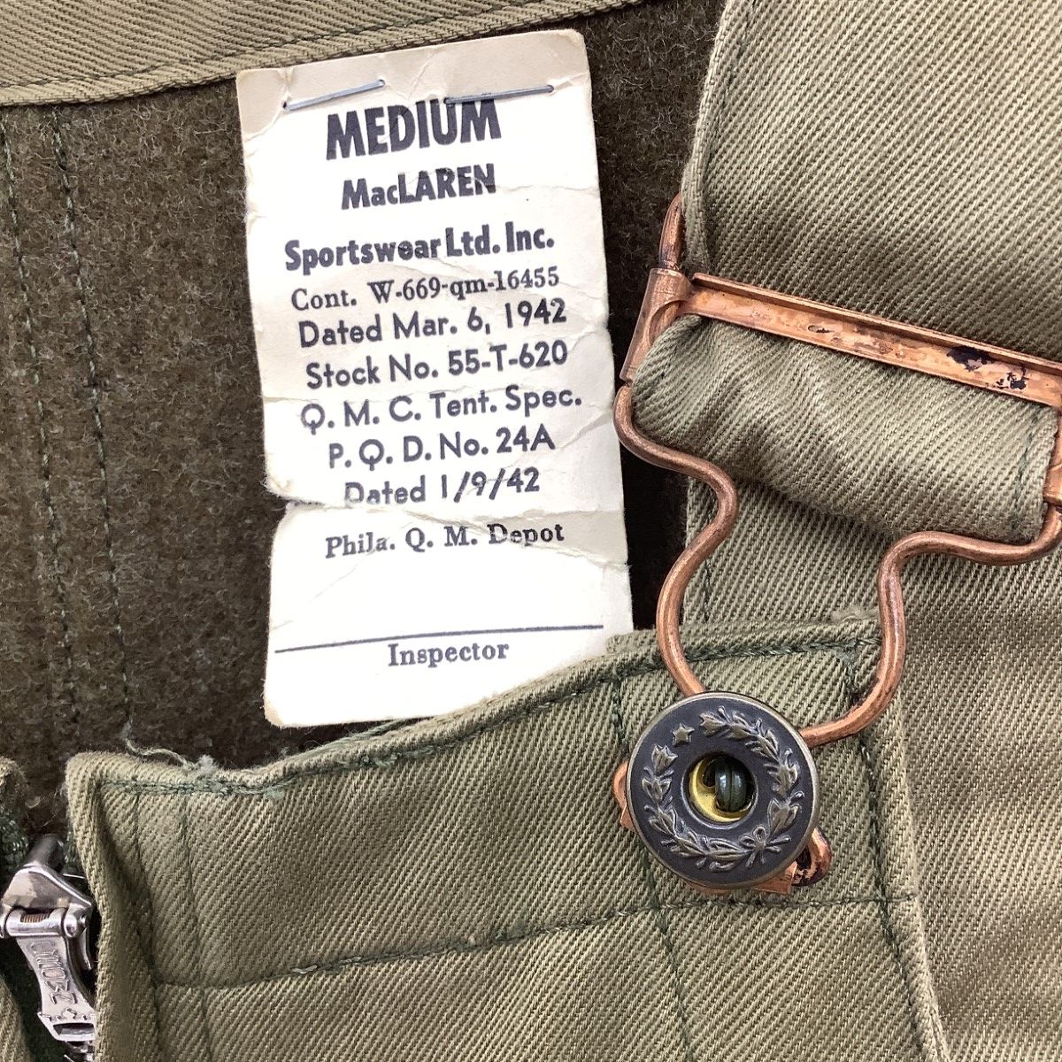 US.ARMY アメリカ軍 Vintage 40s タンカーストラウザーズ 月桂樹ボタン DEAD STOCK ミリタリーカーキ