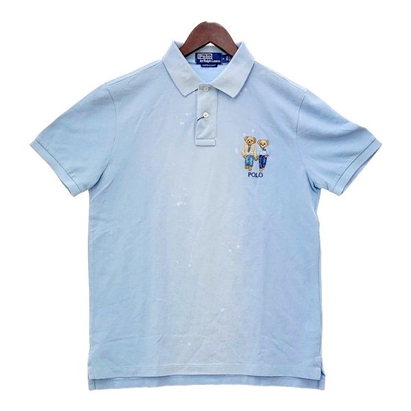 POLO RalphLauren Ralph & Ricky Bear ベア ポロシャツ 半袖 ポロ ラルフローレン 美品 メンズ Mサイズ ブルー トップス DM19438■