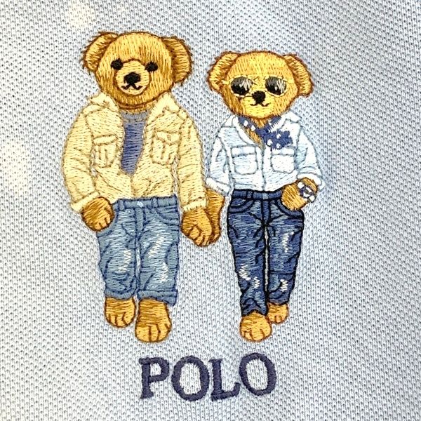 POLO RalphLauren Ralph & Ricky Bear ベア ポロシャツ 半袖 ポロ ラルフローレン 美品 メンズ Mサイズ ブルー トップス DM19438■