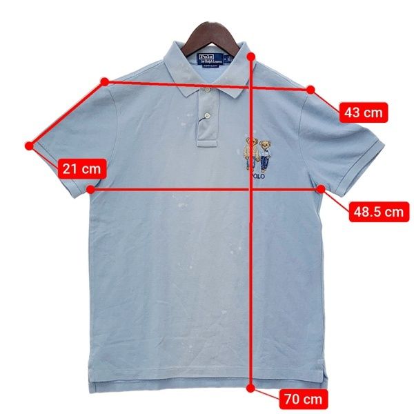POLO RalphLauren Ralph & Ricky Bear ベア ポロシャツ 半袖 ポロ ラルフローレン 美品 メンズ Mサイズ ブルー トップス DM19438■