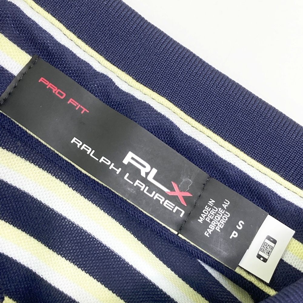 サイズ：S RLX ラルフローレン 半袖ポロシャツ ボーダー柄 ネイビー系