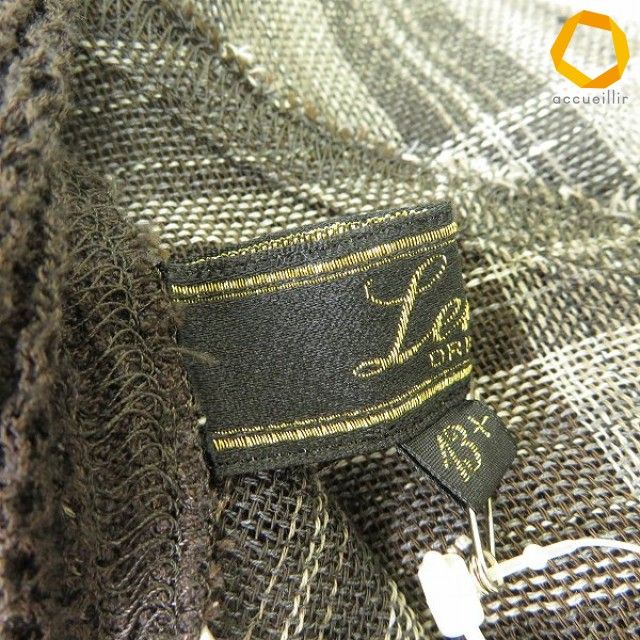 #a レリアン Leilian ベスト ジレ 13+ こげ茶 チェック ウール 日本製 大きいサイズ タグ付き レディース [994234] k01
