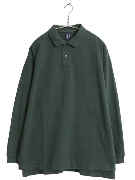 90s オールド ギャップ 長袖 ラガーシャツ メンズ M / 紺タグ 長袖シャツ ラグビー ポロシャツ ヘビーウェイト コットン カットソー 無地
